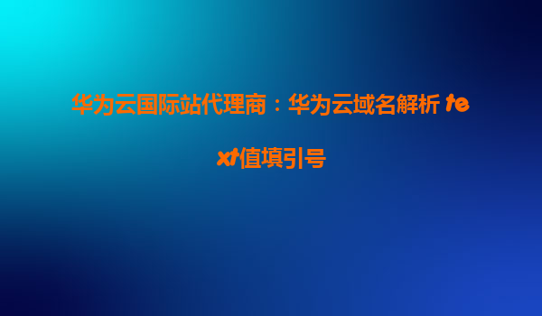 华为云国际站代理商：华为云域名解析 text值填引号