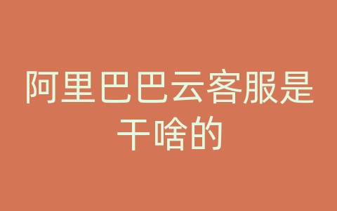 阿里巴巴云客服是干啥的