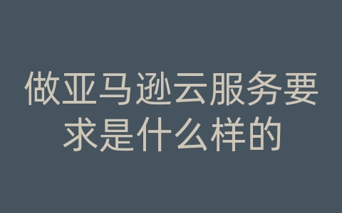 做亚马逊云服务要求是什么样的