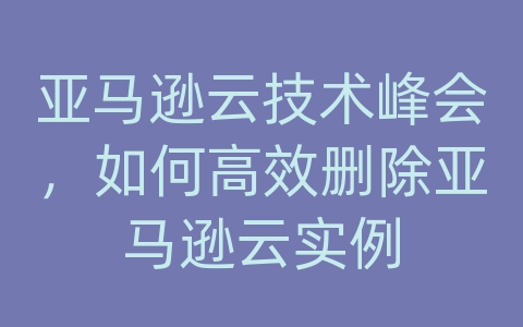 亚马逊云技术峰会，如何高效删除亚马逊云实例
