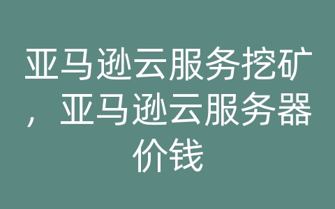 亚马逊云服务挖矿，亚马逊云服务器价钱