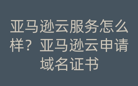 亚马逊云服务怎么样？亚马逊云申请域名证书