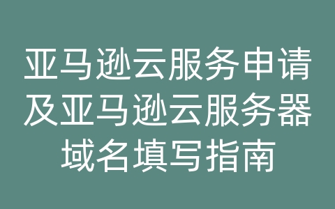 亚马逊云服务申请及亚马逊云服务器域名填写指南