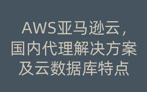 AWS亚马逊云，国内代理解决方案及云数据库特点