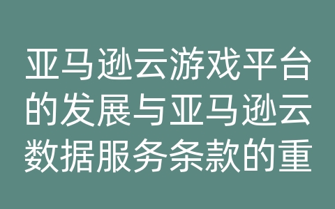 亚马逊云游戏平台的发展与亚马逊云数据服务条款的重要性