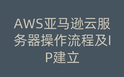 AWS亚马逊云服务器操作流程及IP建立