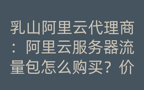 乳山阿里云代理商：阿里云服务器流量包怎么购买？价格和流量包大小？