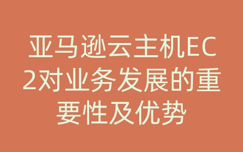 亚马逊云主机EC2对业务发展的重要性及优势