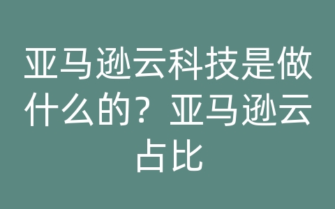 亚马逊云科技是做什么的？亚马逊云占比