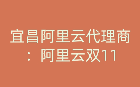 宜昌阿里云代理商：阿里云双11