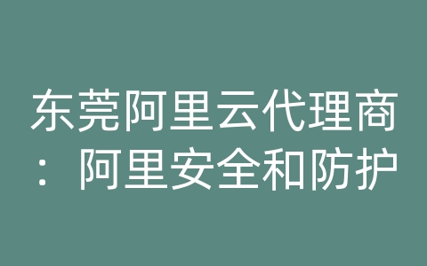 东莞阿里云代理商：阿里安全和防护