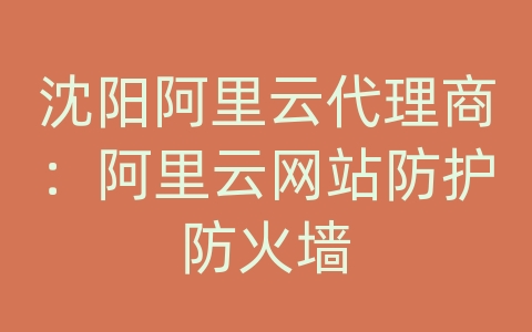 沈阳阿里云代理商：阿里云网站防护防火墙