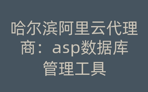 哈尔滨阿里云代理商：asp数据库管理工具