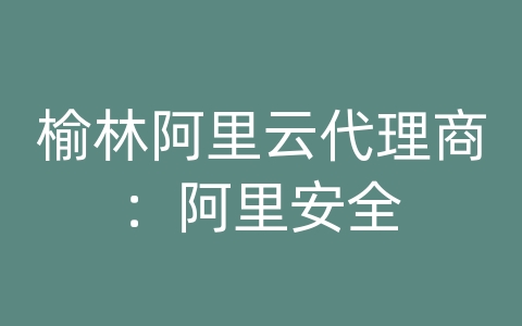 榆林阿里云代理商：阿里安全