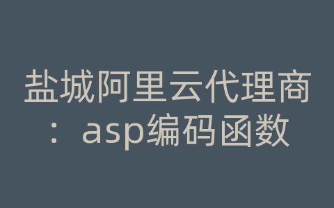 盐城阿里云代理商：asp编码函数