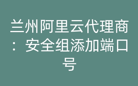 兰州阿里云代理商：安全组添加端口号