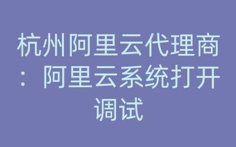 杭州阿里云代理商：阿里云系统打开调试