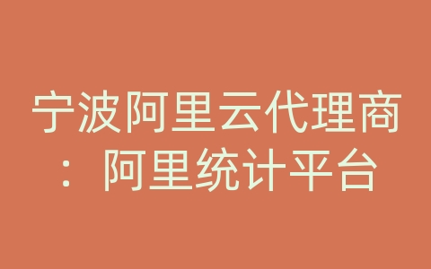 宁波阿里云代理商：阿里统计平台