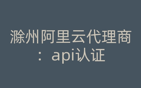 滁州阿里云代理商：api认证