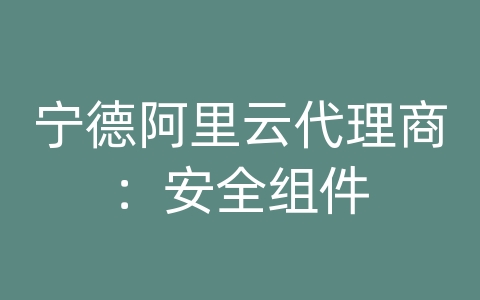 宁德阿里云代理商：安全组件