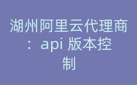 湖州阿里云代理商：api 版本控制