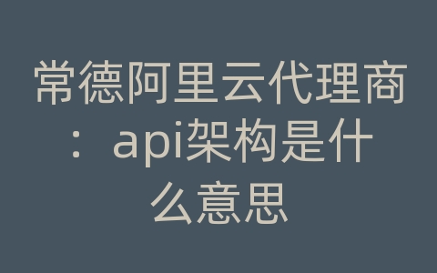 常德阿里云代理商：api架构是什么意思