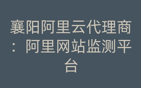 襄阳阿里云代理商：阿里网站监测平台