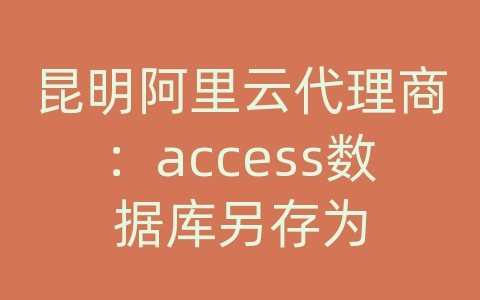 昆明阿里云代理商：access数据库另存为