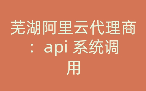 芜湖阿里云代理商：api 系统调用
