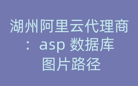 湖州阿里云代理商：asp 数据库 图片路径