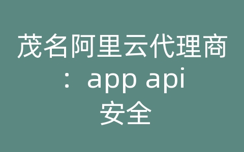 茂名阿里云代理商：app api 安全