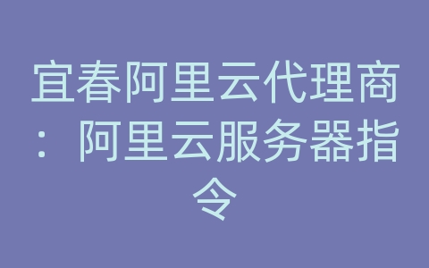 宜春阿里云代理商：阿里云服务器指令