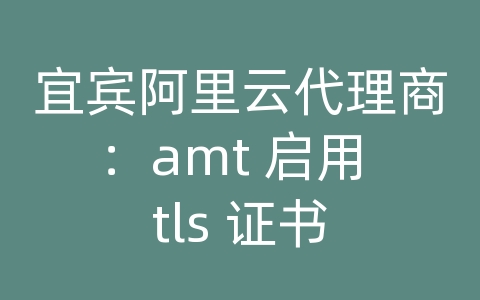 宜宾阿里云代理商：amt 启用 tls 证书