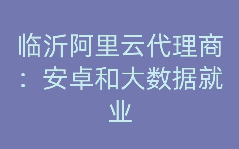 临沂阿里云代理商：安卓和大数据就业
