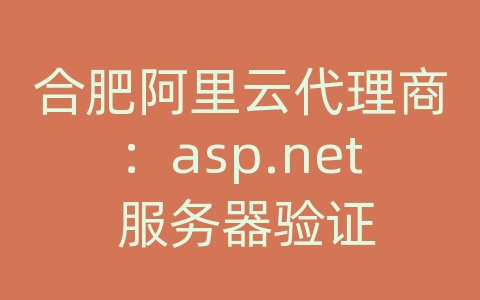 合肥阿里云代理商：asp.net 服务器验证