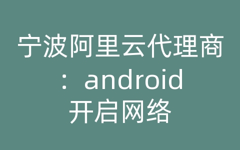宁波阿里云代理商：android开启网络