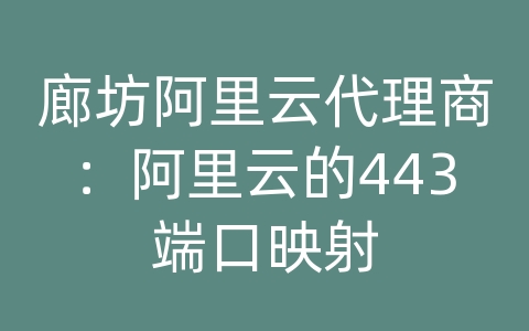 廊坊阿里云代理商：阿里云的443端口映射