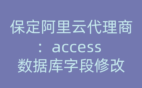 保定阿里云代理商：access 数据库字段修改