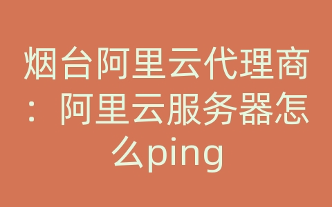 烟台阿里云代理商：阿里云服务器怎么ping