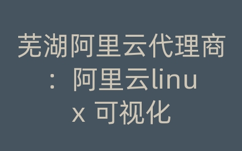 芜湖阿里云代理商：阿里云linux 可视化
