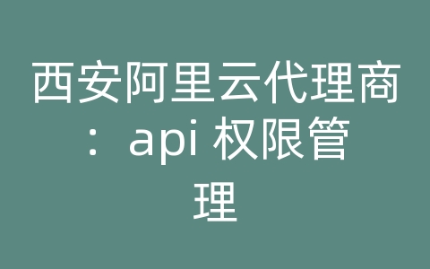 西安阿里云代理商：api 权限管理