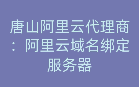 唐山阿里云代理商：阿里云域名绑定服务器