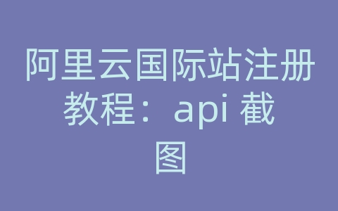 阿里云国际站注册教程：api 截图